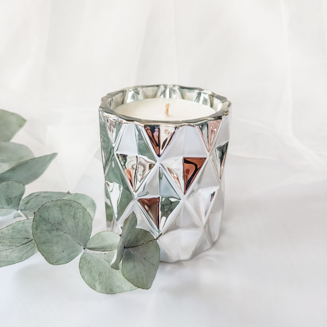 Mini Diamond Jar Candle | SILVER CHROME